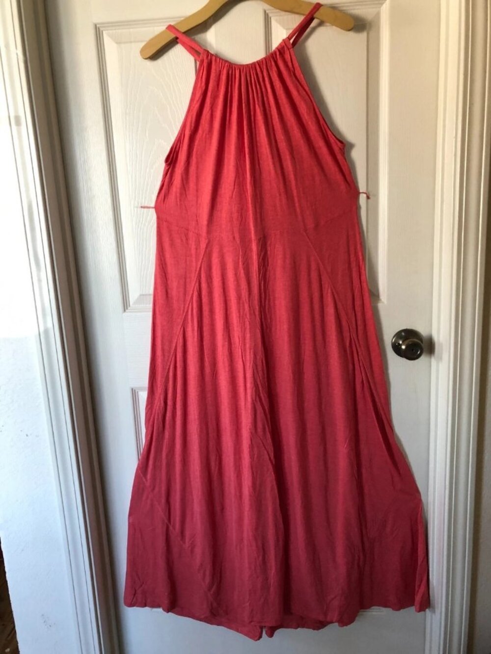 NWT Gap U Neck Sleeveless Long Maxi Dress Pink Womens Size L (Belt Not Included)